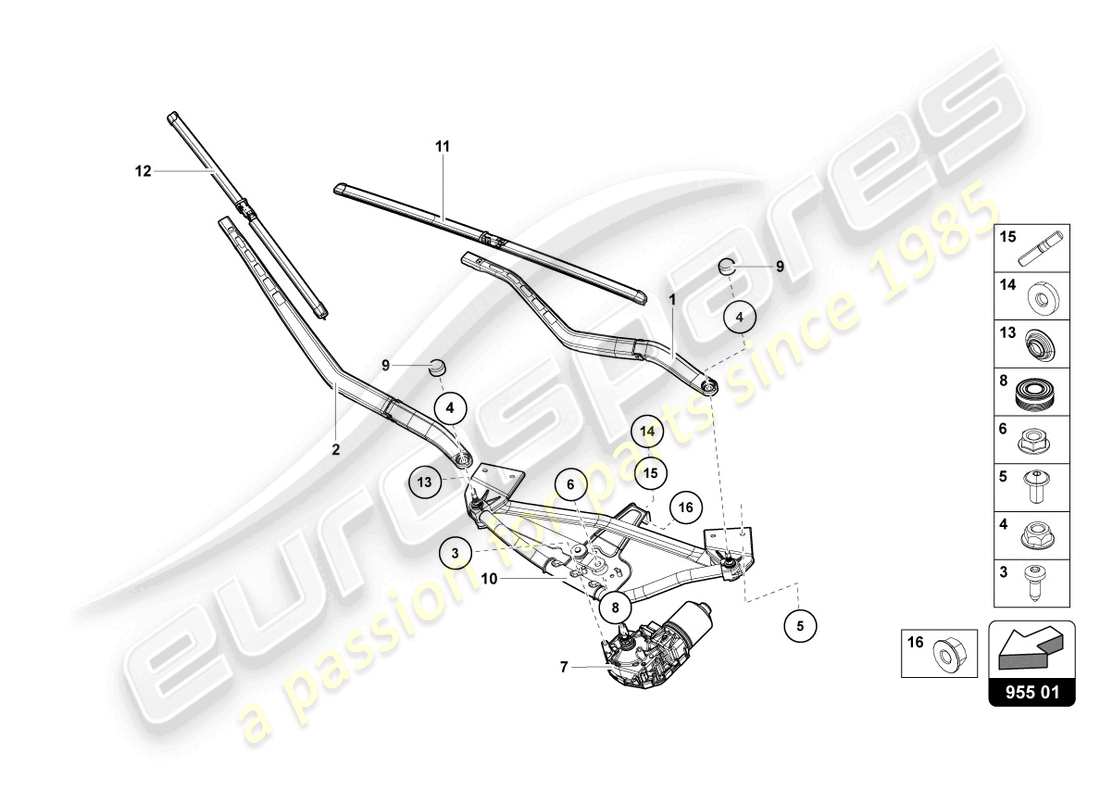 lamborghini sian roadster (2021) scheibenwischer-ersatzteildiagramm