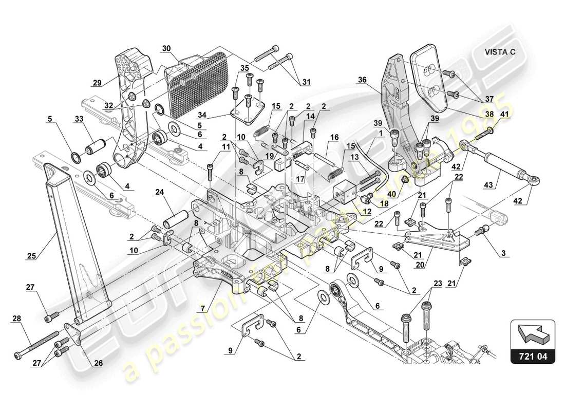 lamborghini 2017 (gt3) pedalmechanismus teilediagramm