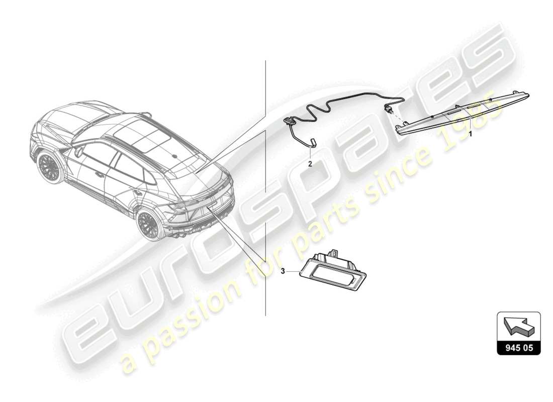 lamborghini urus s (2023) zusätzliches bremslicht ersatzteildiagramm