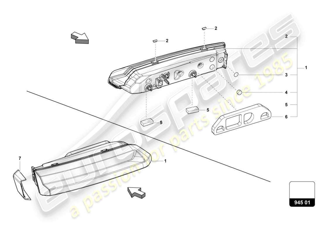 lamborghini urus s (2023) zusatzscheinwerfer hinten ersatzteildiagramm