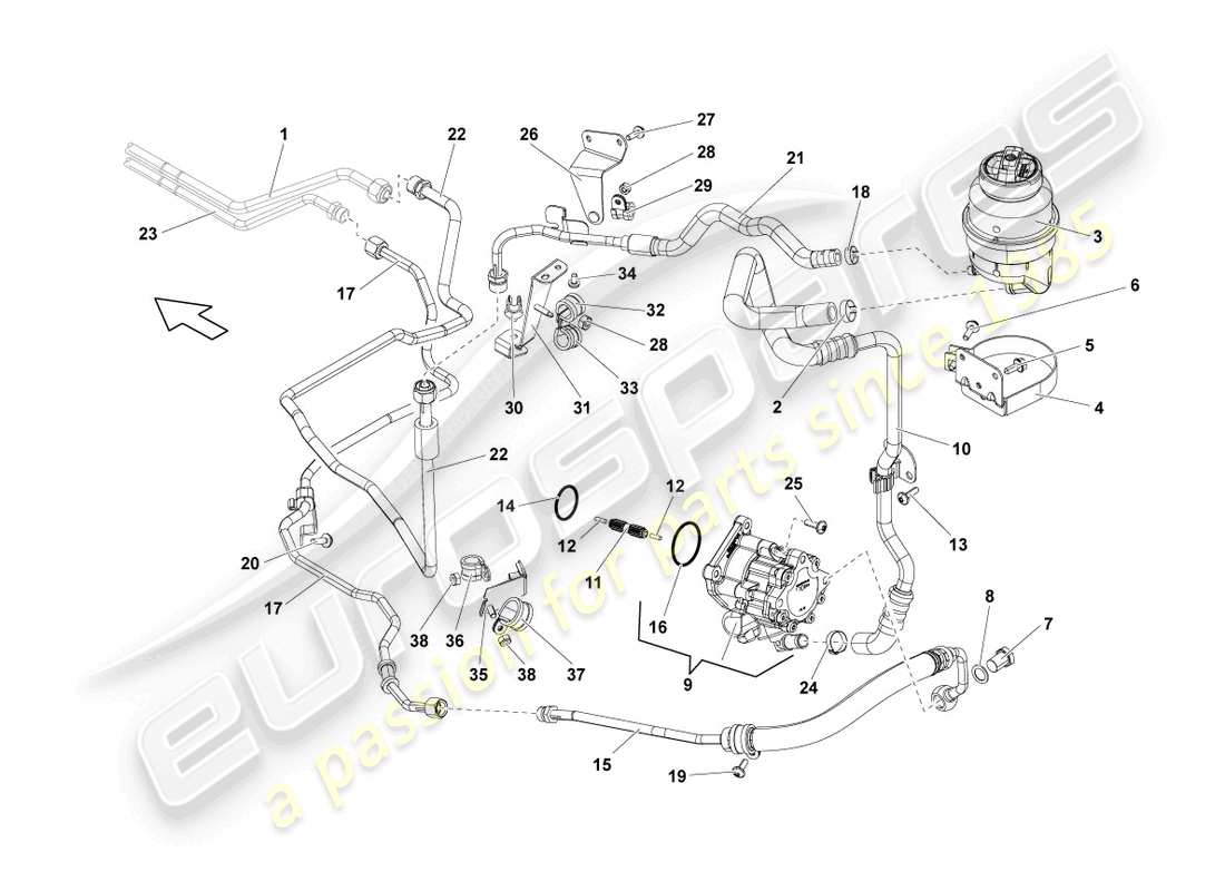 lamborghini blancpain sts (2013) hydrauliksystem für lenksystem teilediagramm