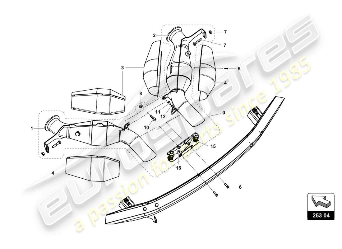 lamborghini super trofeo evo 2 (2022) schalldämpfer-ersatzteildiagramm