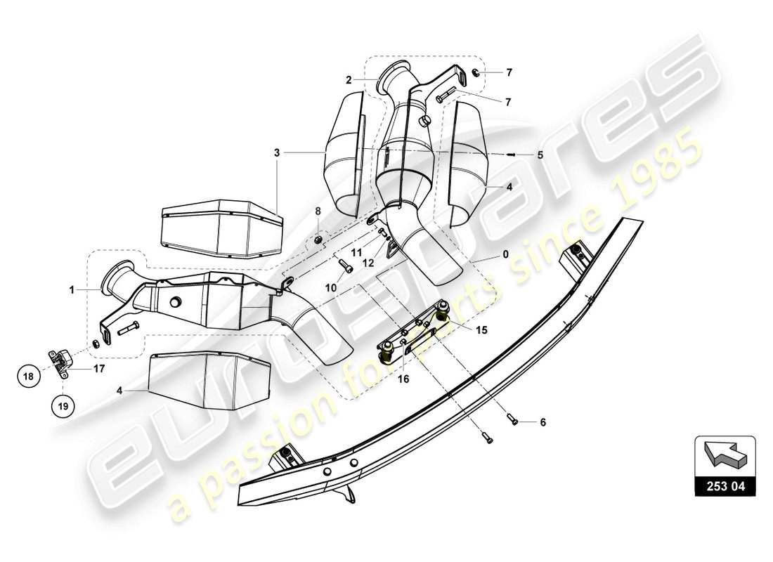 lamborghini super trofeo evo (2018) schalldämpfer-ersatzteildiagramm