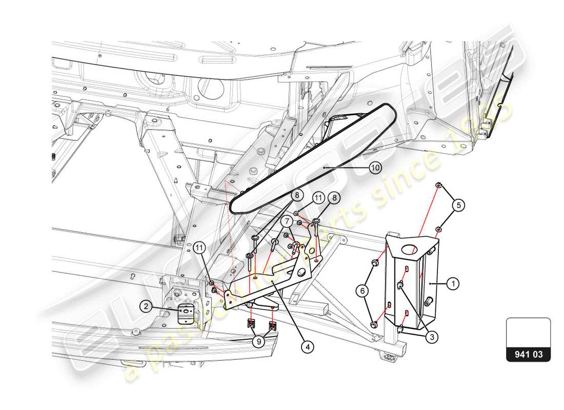 lamborghini super trofeo evo 2 (2022) teilediagramm für frontlichter