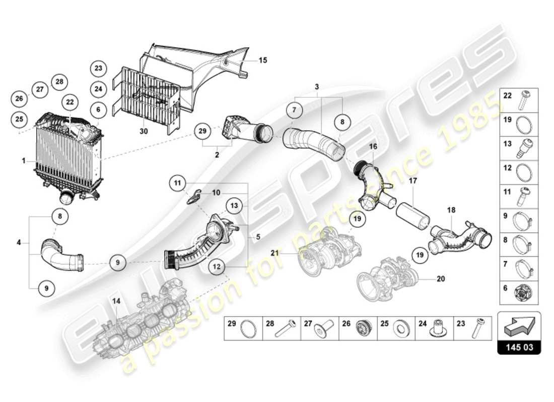 lamborghini urus s (2023) ladeluftkühler links ersatzteildiagramm