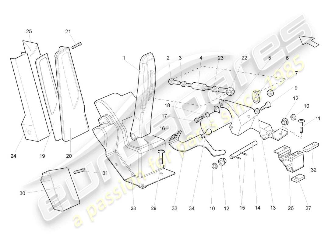 lamborghini gallardo spyder (2007) gaspedal teilediagramm