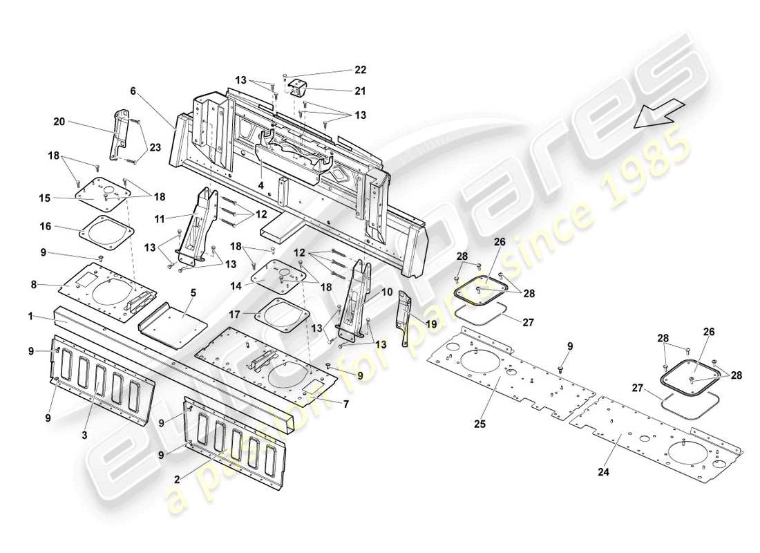 lamborghini lp570-4 spyder performante (2012) rückseite teilediagramm