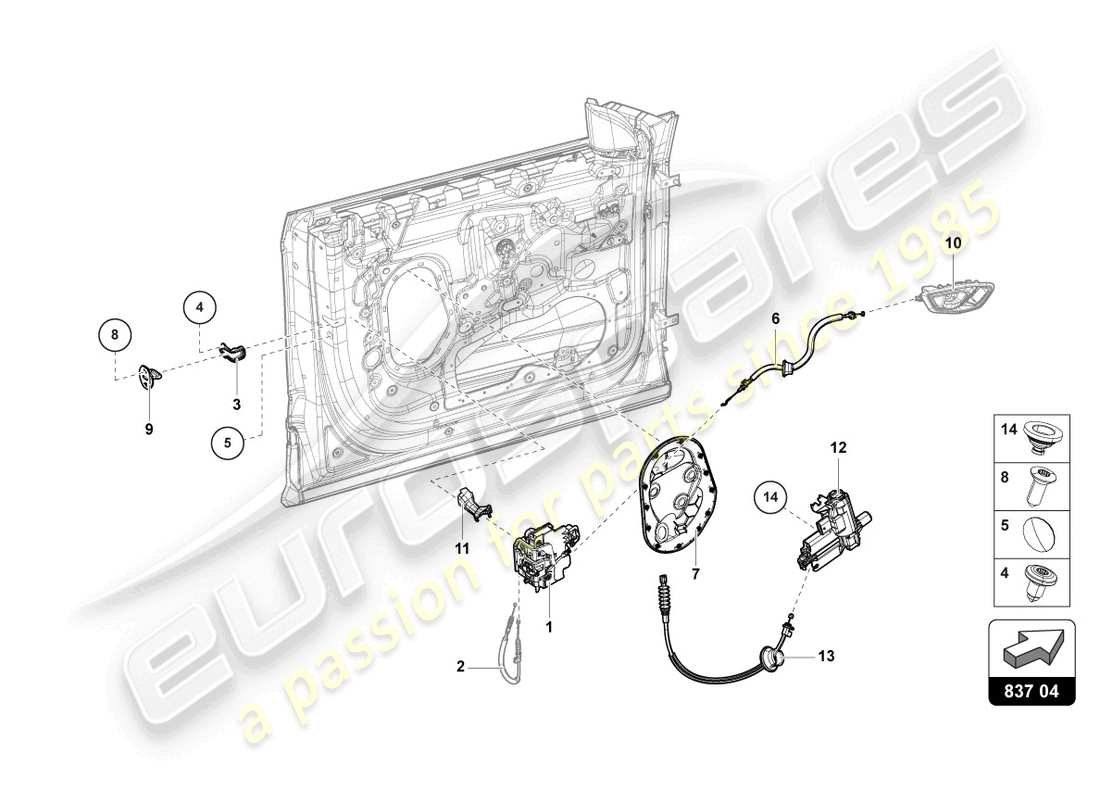 lamborghini urus (2019) türschloss vorne teilediagramm