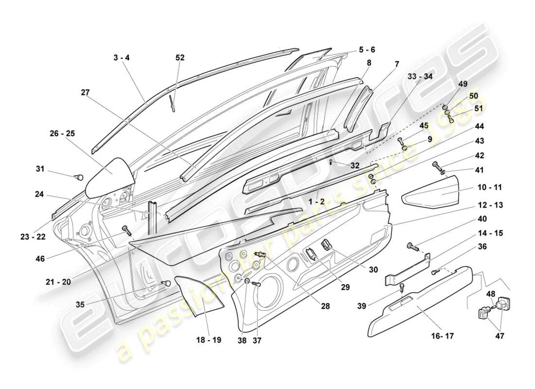 lamborghini lp640 coupe (2010) window guide teilediagramm