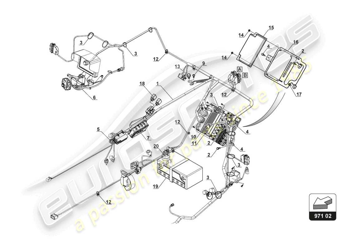 lamborghini gt3 (2017) chassis loom ersatzteildiagramm