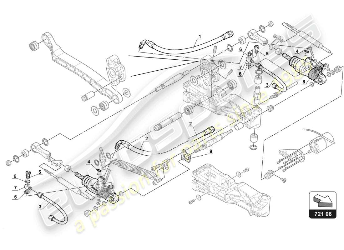 lamborghini gt3 evo (2018) pedalmechanismus teilediagramm