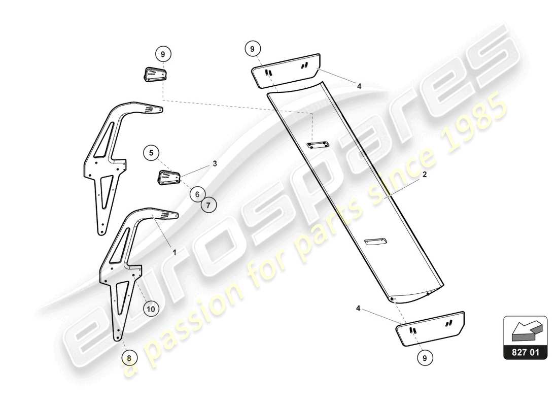lamborghini gt3 (2017) teilediagramm des heckflügels