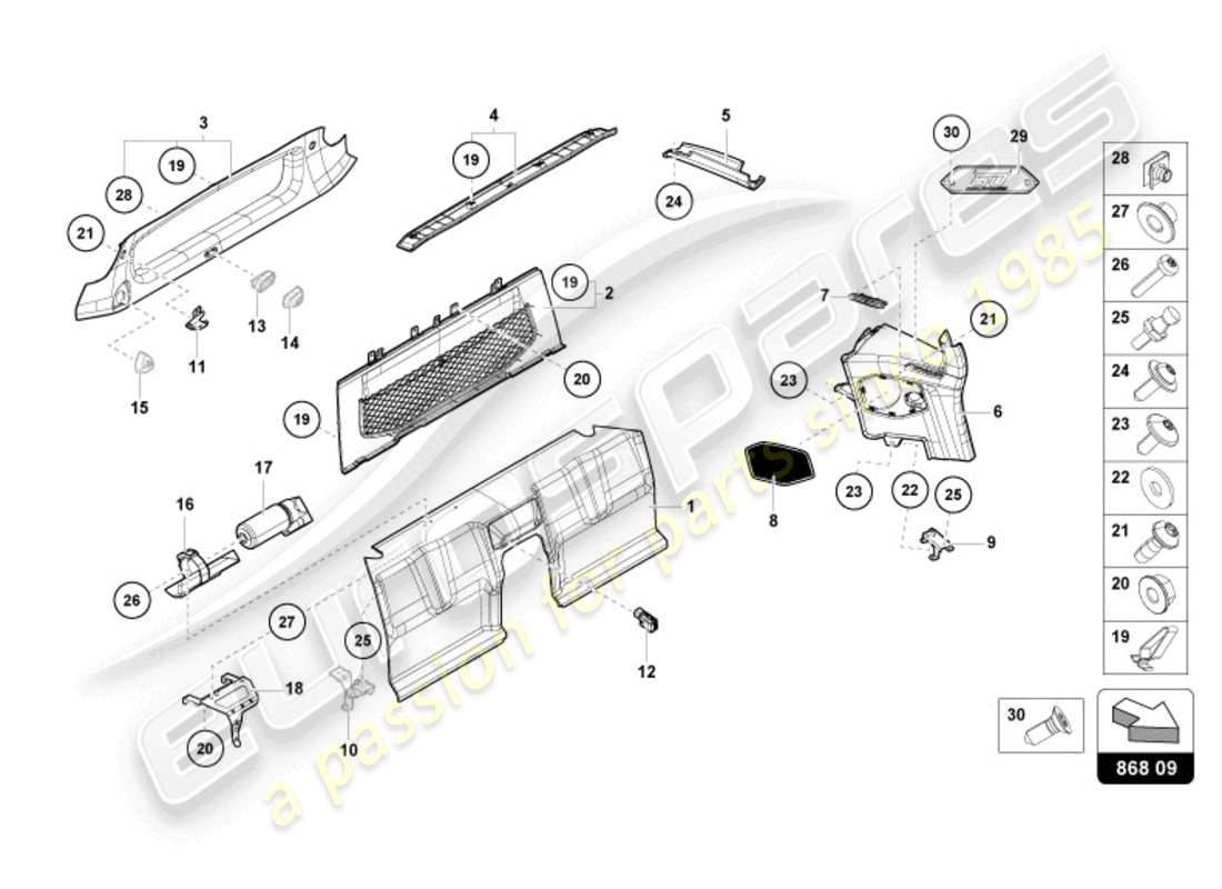 lamborghini sto (2023) hinterer abteilbereich teilediagramm