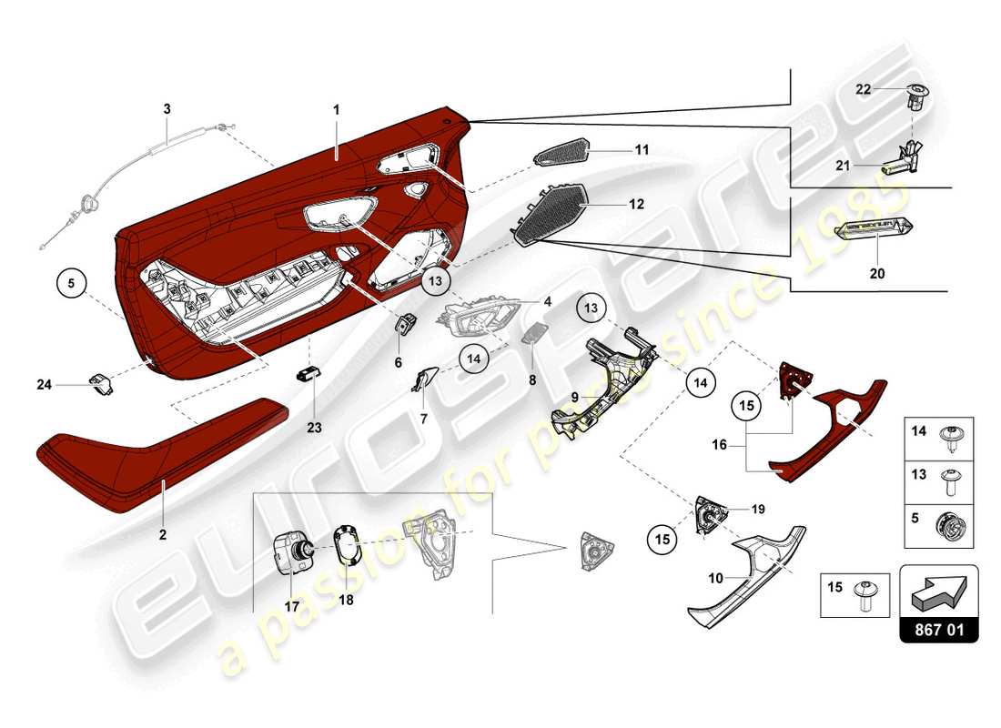 lamborghini evo coupe (2022) türplatte teilediagramm