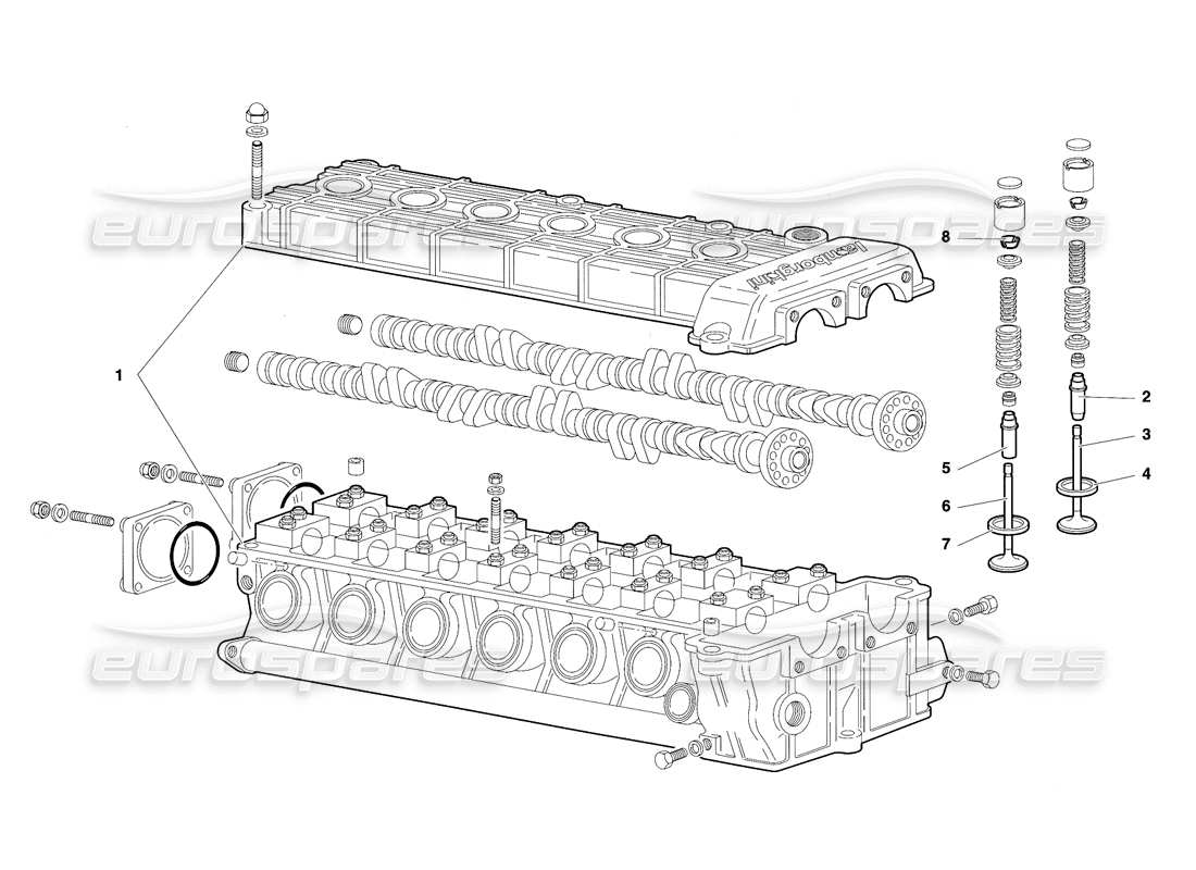 lamborghini diablo sv (1997) linker zylinderkopf (gültig für kanada – märz 1997) teilediagramm