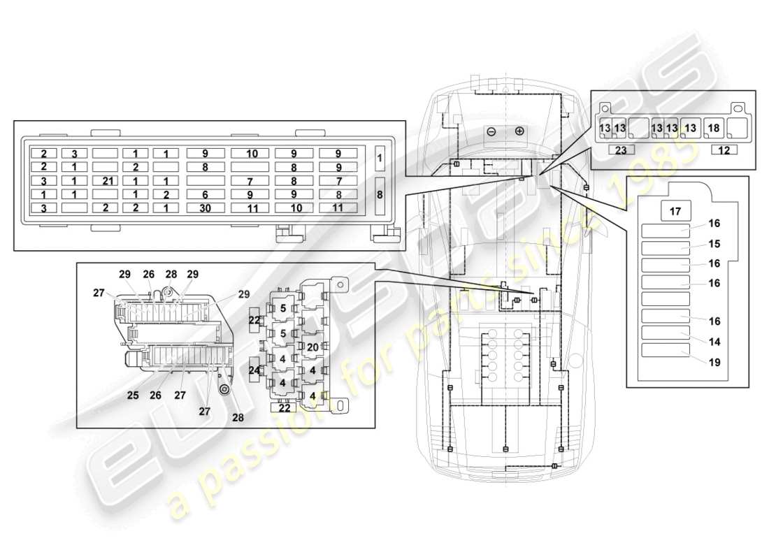 lamborghini lp560-4 spyder fl ii (2014) central electrics ersatzteildiagramm