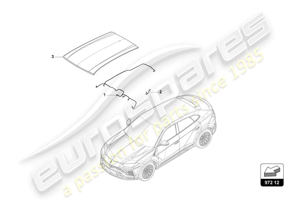 lamborghini urus (2022) dachkabelbaum ersatzteildiagramm