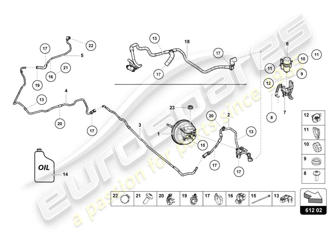 lamborghini evo spyder (2024) hydraulisches system für bremsservo teilediagramm