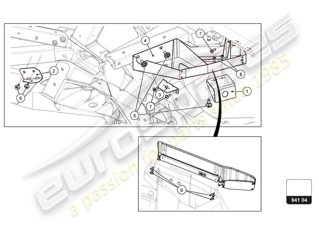 lamborghini super trofeo evo 2 (2022) teilediagramm für rücklichter