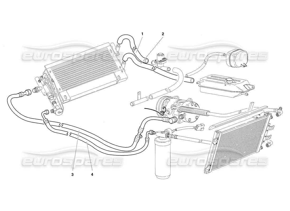 lamborghini diablo sv (1998) klimatisierung (gültig für gb – november 1998) teilediagramm