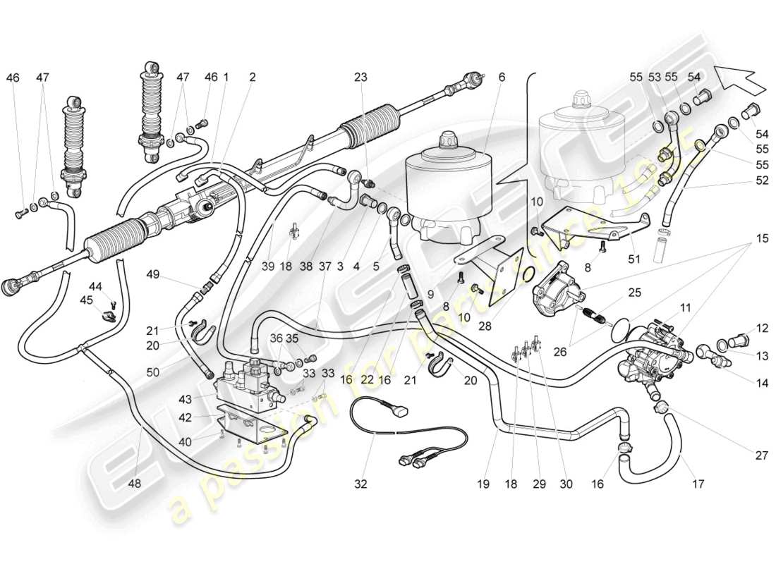 lamborghini gallardo coupe (2006) lenkgetriebe teilediagramm