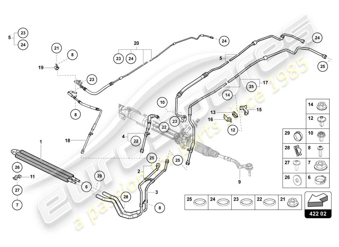 lamborghini sian roadster (2021) servolenkung - teilediagramm