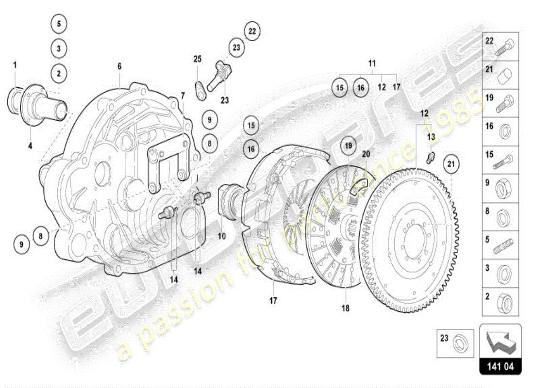 lamborghini diablo vt (1996) schwungrad mit kupplung ersatzteildiagramm
