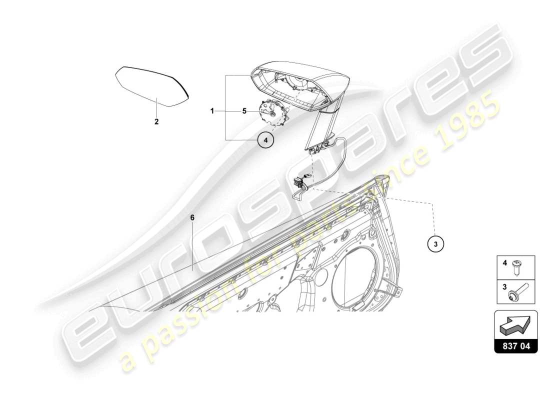 lamborghini lp770-4 svj coupe (2022) aussenspiegel ersatzteildiagramm