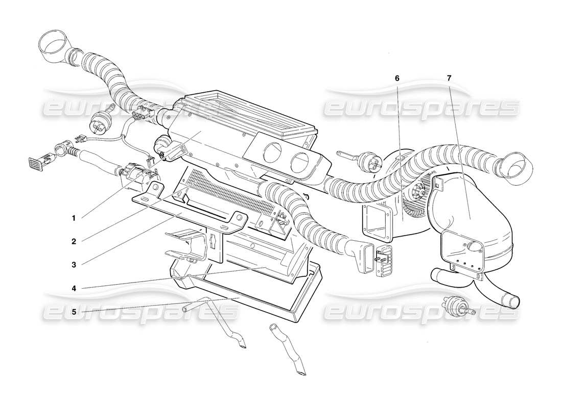 lamborghini diablo sv (1998) klimatisierung (gültig für gb - november 1998) teilediagramm