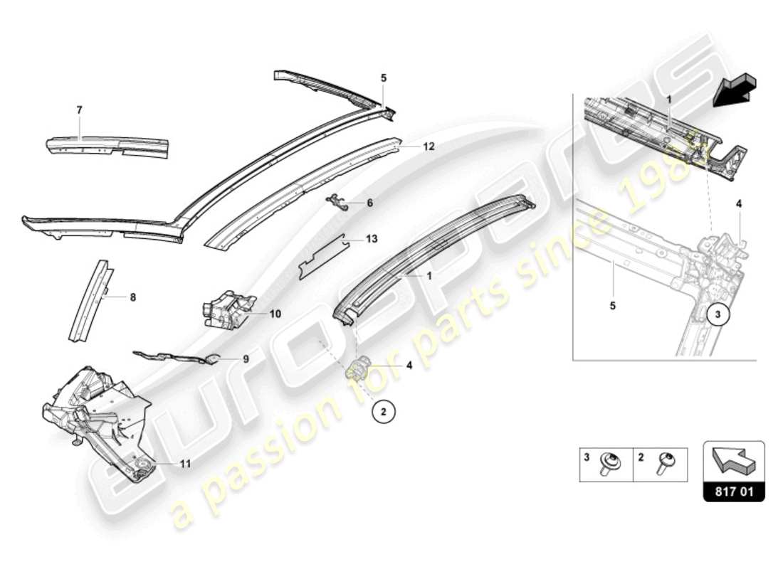 lamborghini evo spyder (2024) klappfenster - ersatzteildiagramm