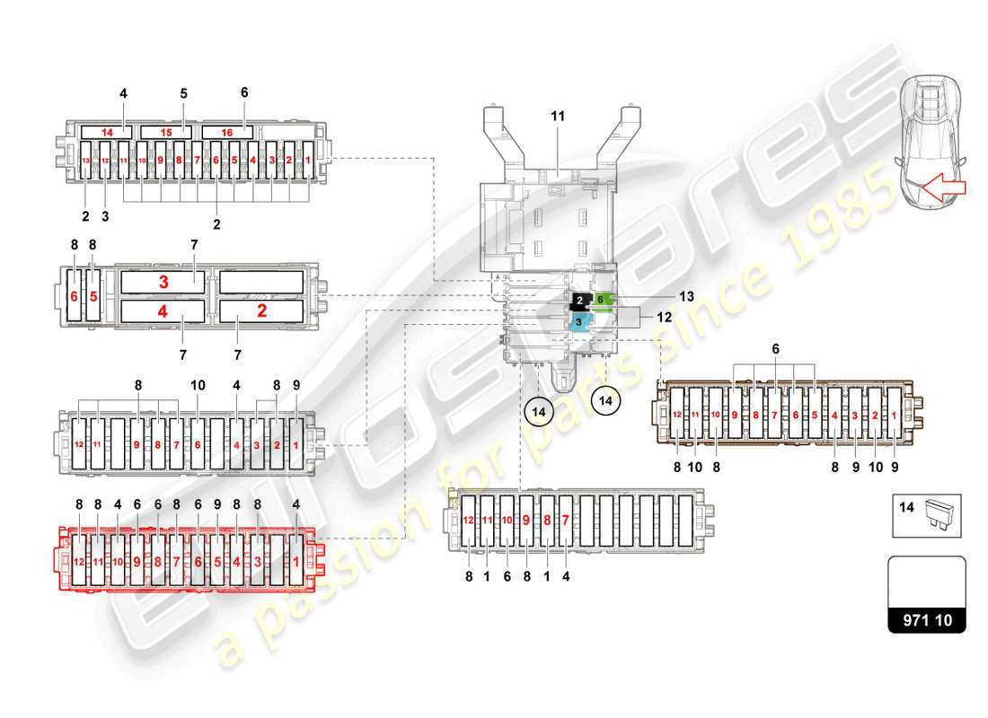 lamborghini sterrato (2024) sicherungen beifahrerseite ersatzteildiagramm