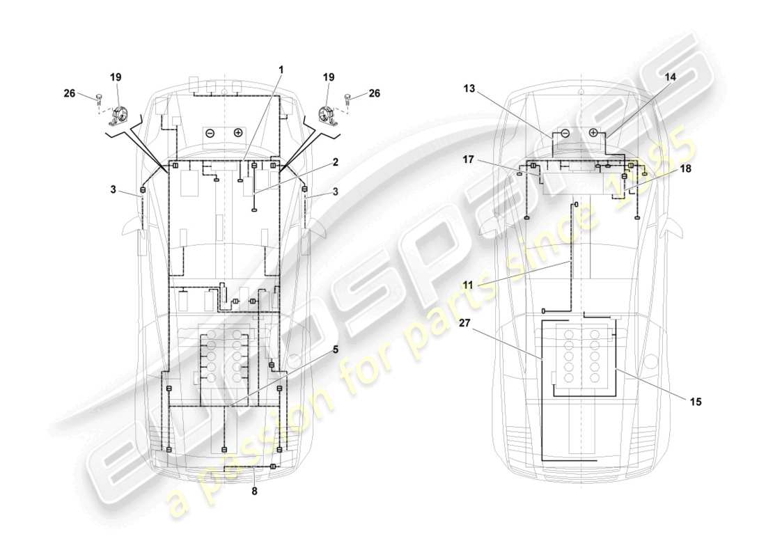 lamborghini lp560-4 coupe fl ii (2013) kabelbäume ersatzteildiagramm