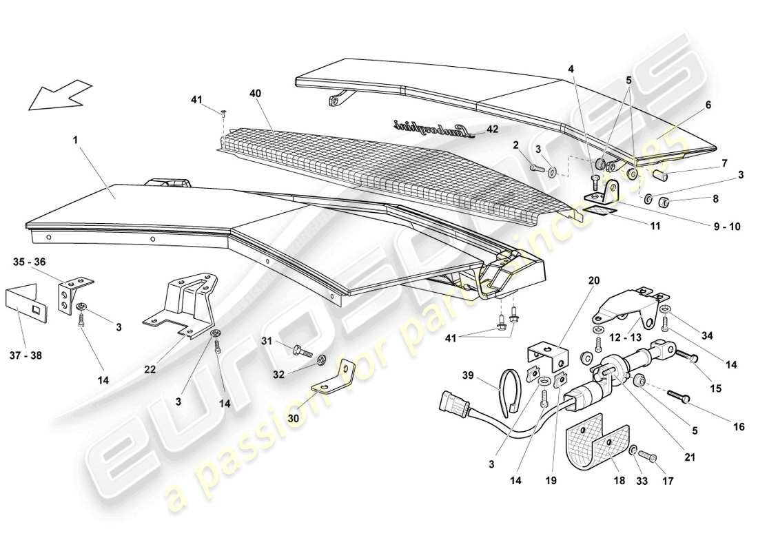 lamborghini reventon roadster klappe für motorabdeckung ersatzteildiagramm