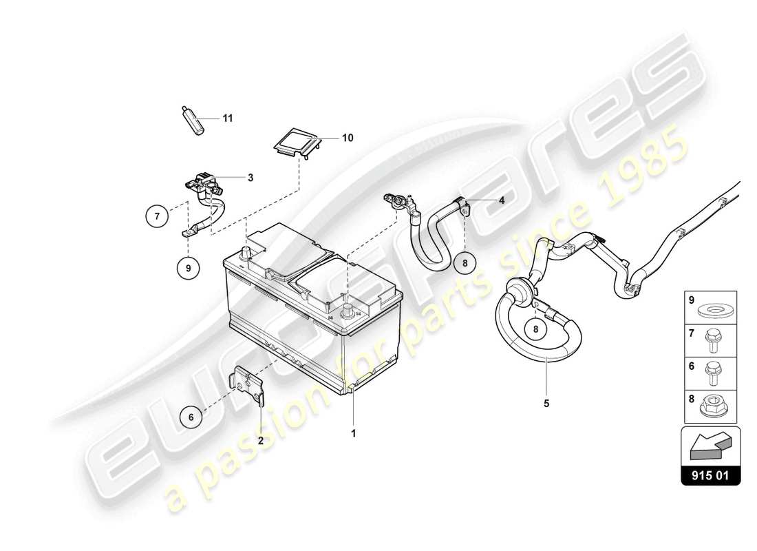 lamborghini 2023 (evo spyder) batterie teilediagramm
