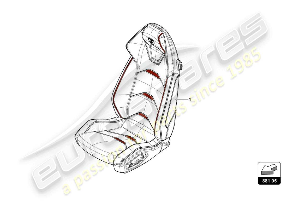 lamborghini evo spyder (2022) seat 'evo trim' ersatzteildiagramm
