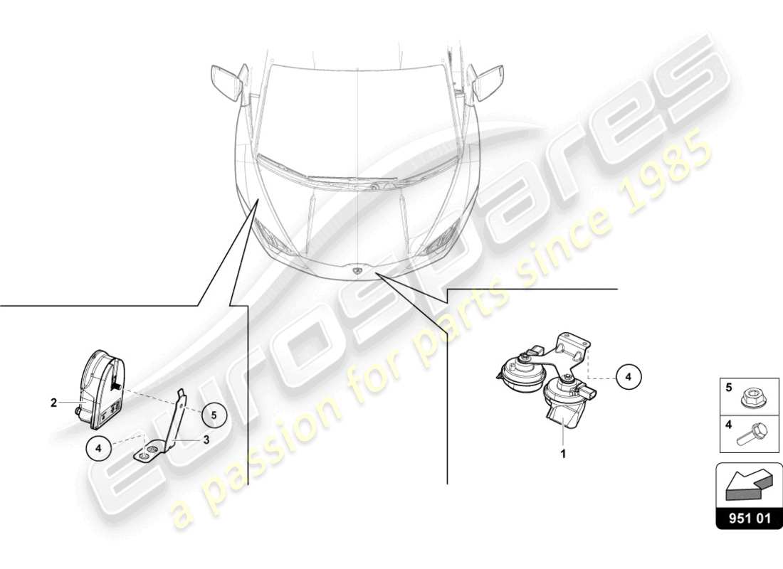 lamborghini evo spyder 2wd (2023) signalhupe ersatzteildiagramm