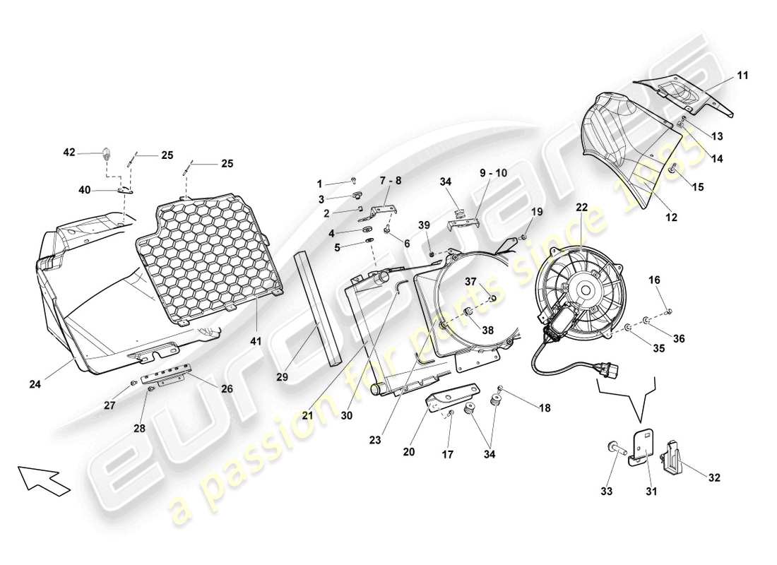 lamborghini lp560-4 coupe fl ii (2013) kühler für kühlmittel ersatzteildiagramm
