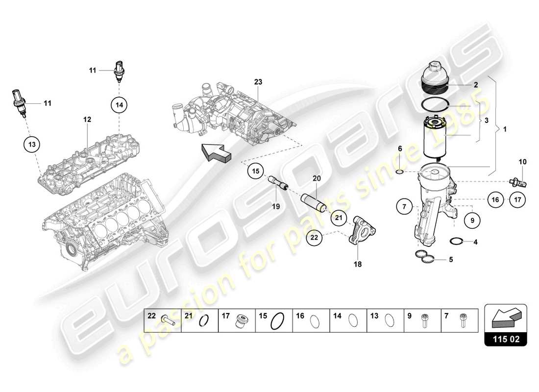 lamborghini evo spyder (2024) ölfilterelement ersatzteildiagramm