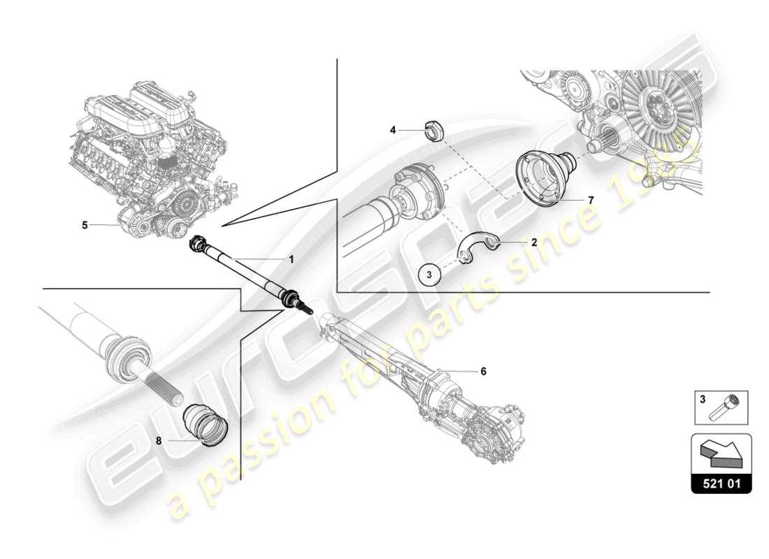 lamborghini evo spyder (2024) antriebswelle teilediagramm