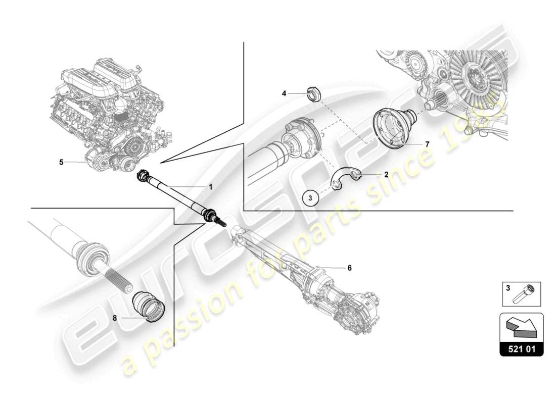 lamborghini 2024 (sterrato) antriebswelle teilediagramm