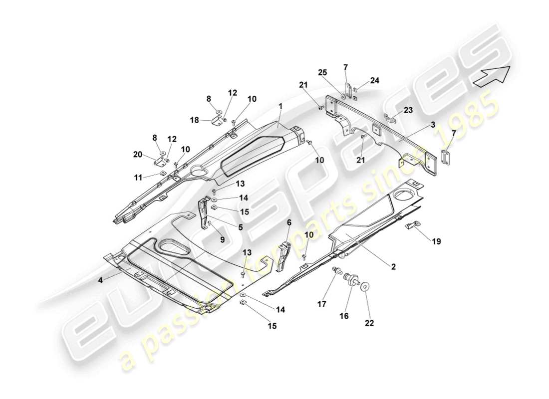 lamborghini lp560-4 coupe (2009) abdeckung für motorraum ersatzteildiagramm