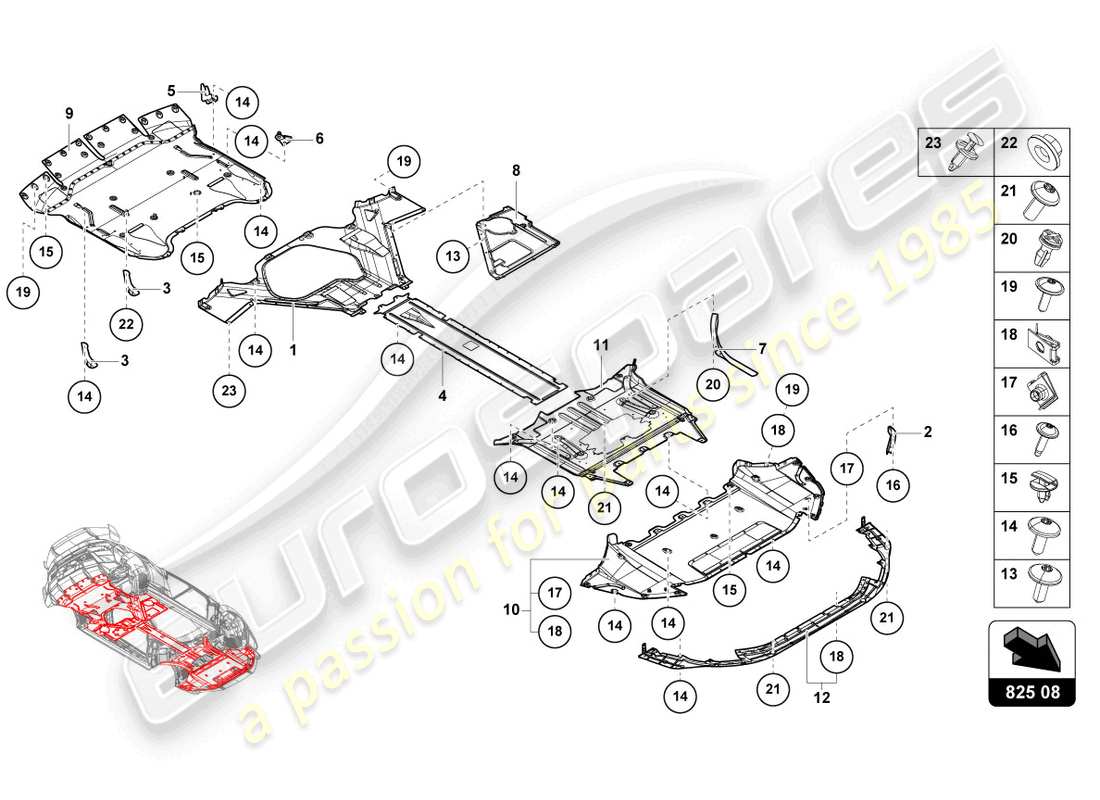 lamborghini sto (2023) verzierung für rahmenunterteil ersatzteildiagramm