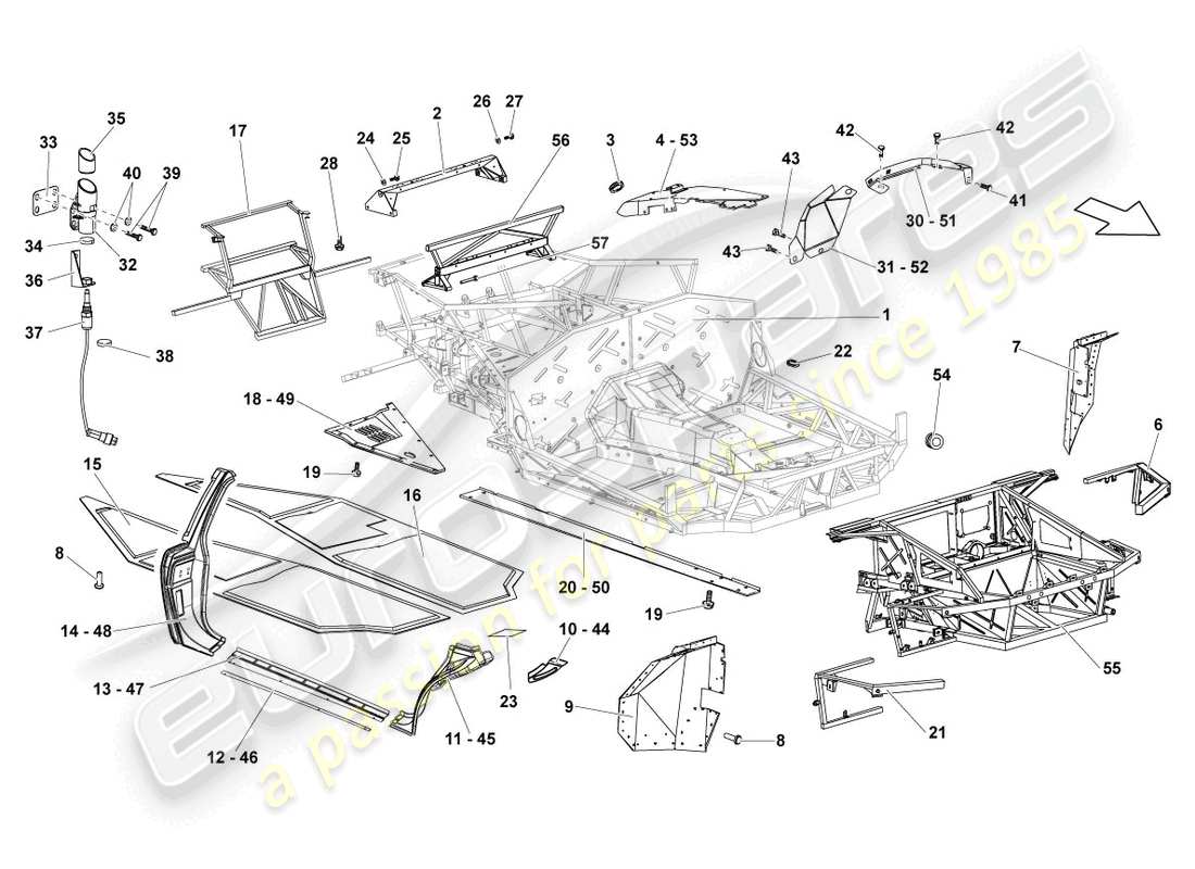 lamborghini lp670-4 sv (2010) frame-teilediagramm