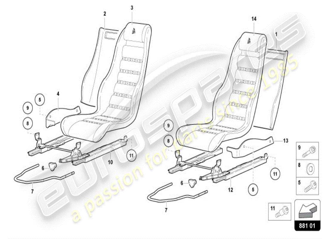 lamborghini diablo vt (1995) seat-ersatzteildiagramm
