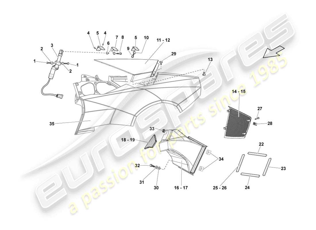 lamborghini reventon roadster seitenverkleidung teilediagramm