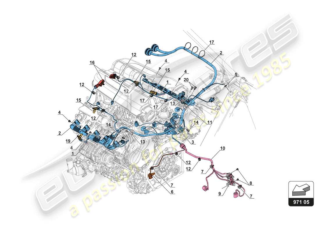 lamborghini gt3 (2017) motorkabelbaum-ersatzteildiagramm