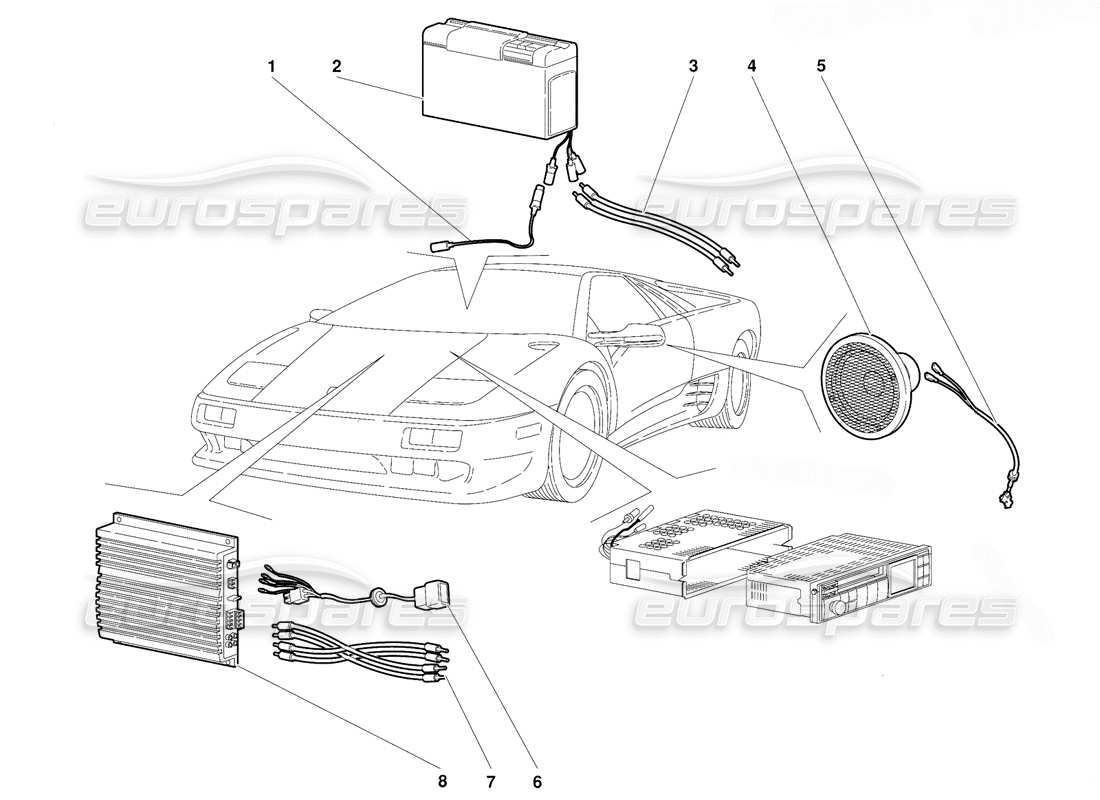 lamborghini diablo (1991) radioset (gültig für usa-version - september 1991) teilediagramm