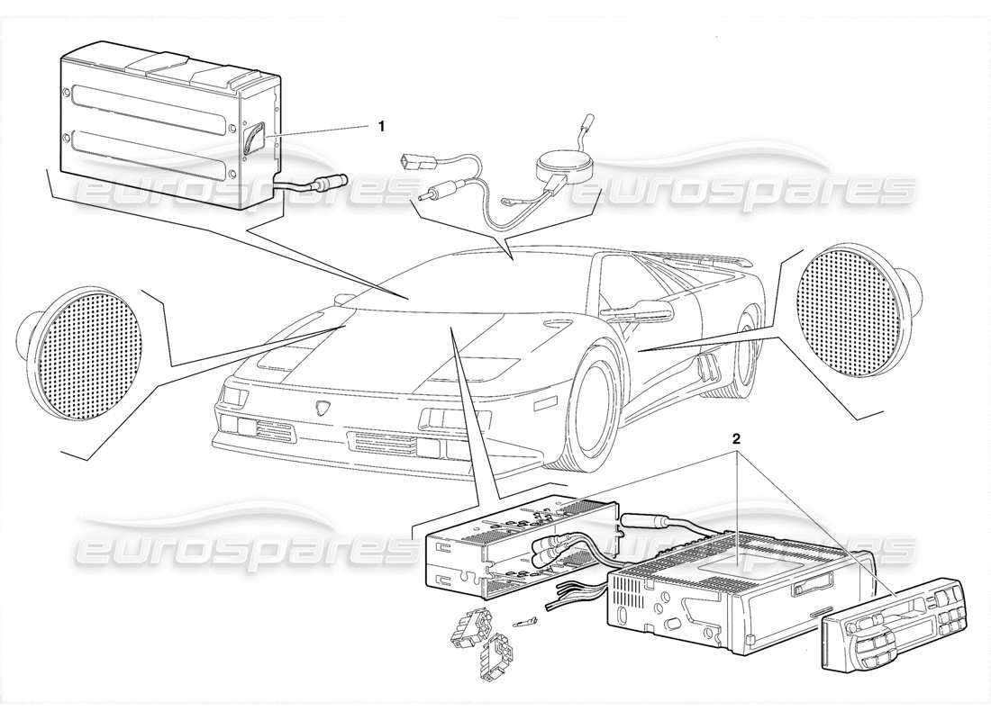 lamborghini diablo se30 (1995) radioset (gültig für usa - januar 1995) teilediagramm