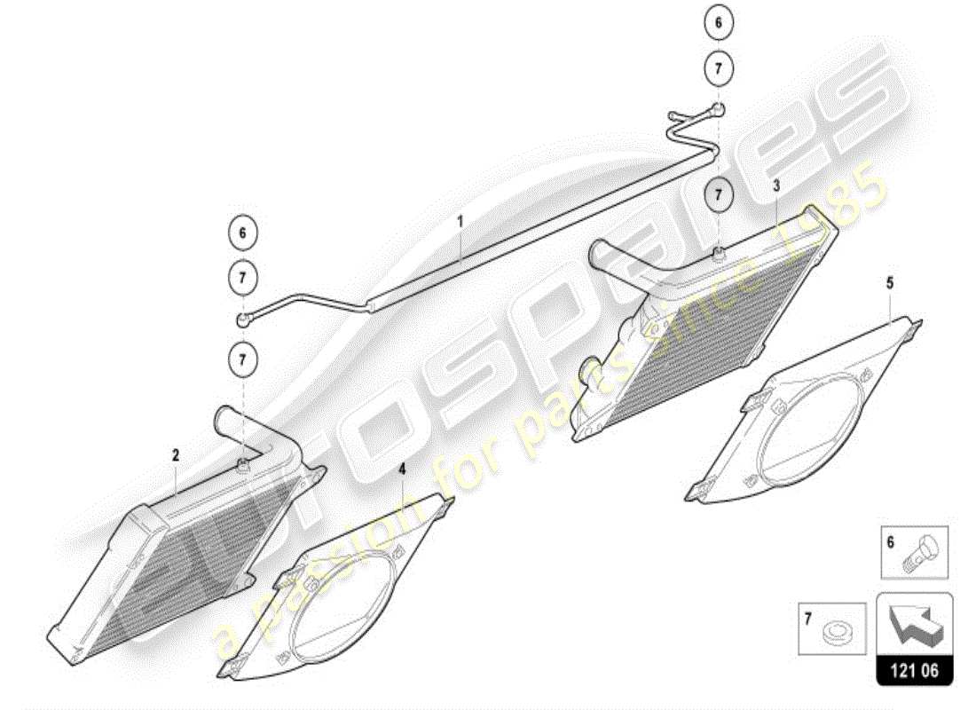 lamborghini diablo vt (1995) kühler für kühlmittel ersatzteildiagramm