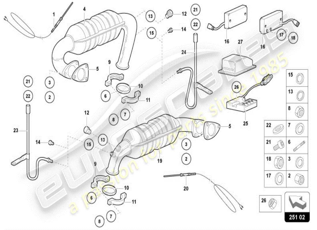 lamborghini diablo vt (1999) katalysator teilediagramm